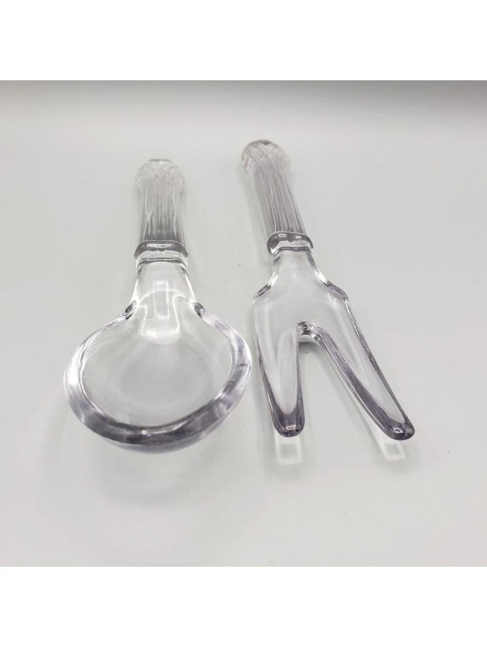 Vintage Imperial Glass Salad Server Set Fork Spoon Depression Era 9.75